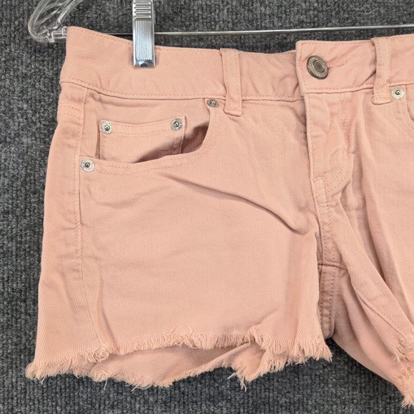 American Eagle Womens Cut Off Jean Shorts Pink Size 4 Stretch - Picture 6 of 11